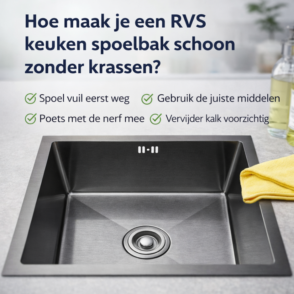 Hoe maak je een RVS keuken spoelbak schoon zonder krassen?