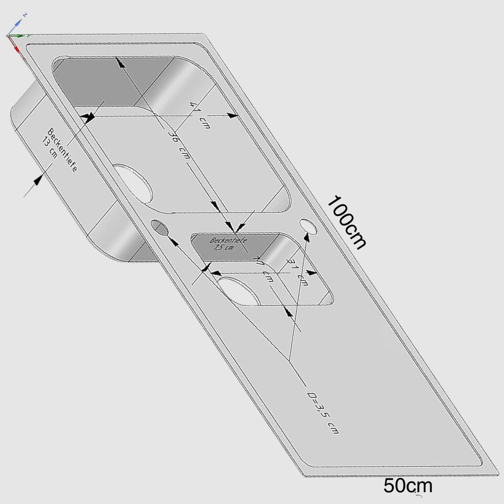 Dubbele Spoelbak Keuken 100x50cm Met Kraan Chroom Zwart – RVS 304