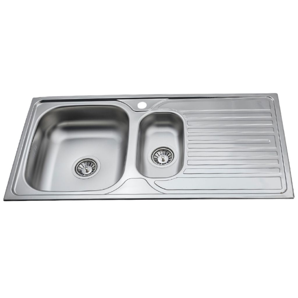 Dubbele Spoelbak Keuken 100x50cm Met Kraan Chroom Zwart – RVS 304