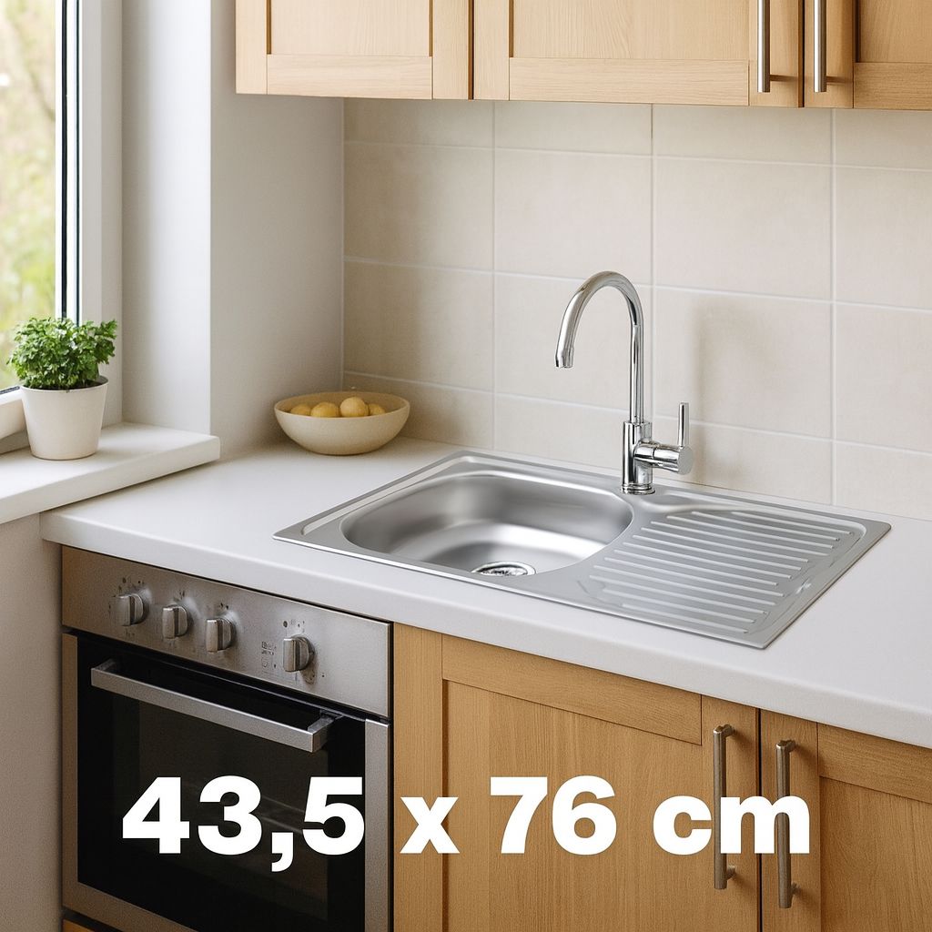 Spoelbak Keuken 76x43,5 cm met chroom Keukenkraan