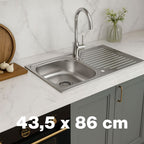 RVS Spoelbak 76 of 86 x 43,5 cm | Met Afdruiprek en Montagepakket