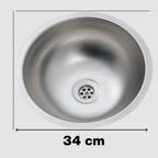 Ronde RVS Spoelbak Ø34 cm | Compacte Keukenspoelbak met Afvoerset