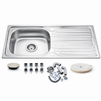 RVS spoelbak 76 of 86 x 43,5 cm met afdruiprek - hoofdafbeelding