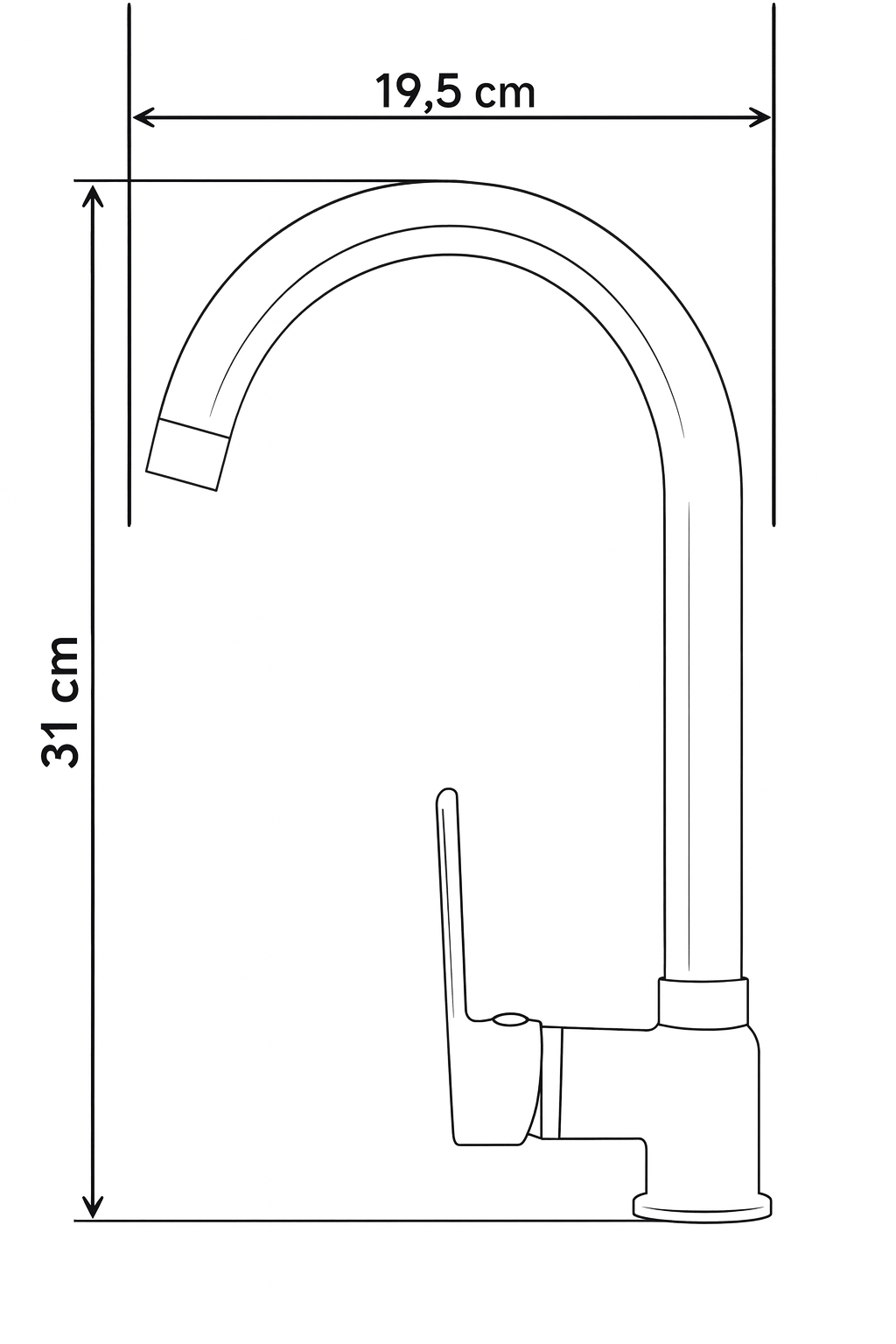 Mat Zwarte Chroom Keukenkraan – 31 cm Hoge U-Uitloop – 360° Draaibare